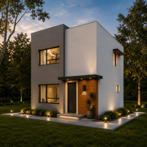 ARYA ADU exterior, contemporary style — 700 sq ft two-story unit with flat roof