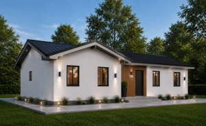 ILIA ADU exterior with gable roof and brick accent entry, 1,200 sf