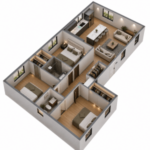 ILIA ADU interior — open-plan living and kitchen