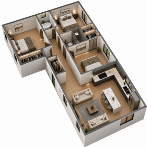 house interior — open-plan living and kitchen